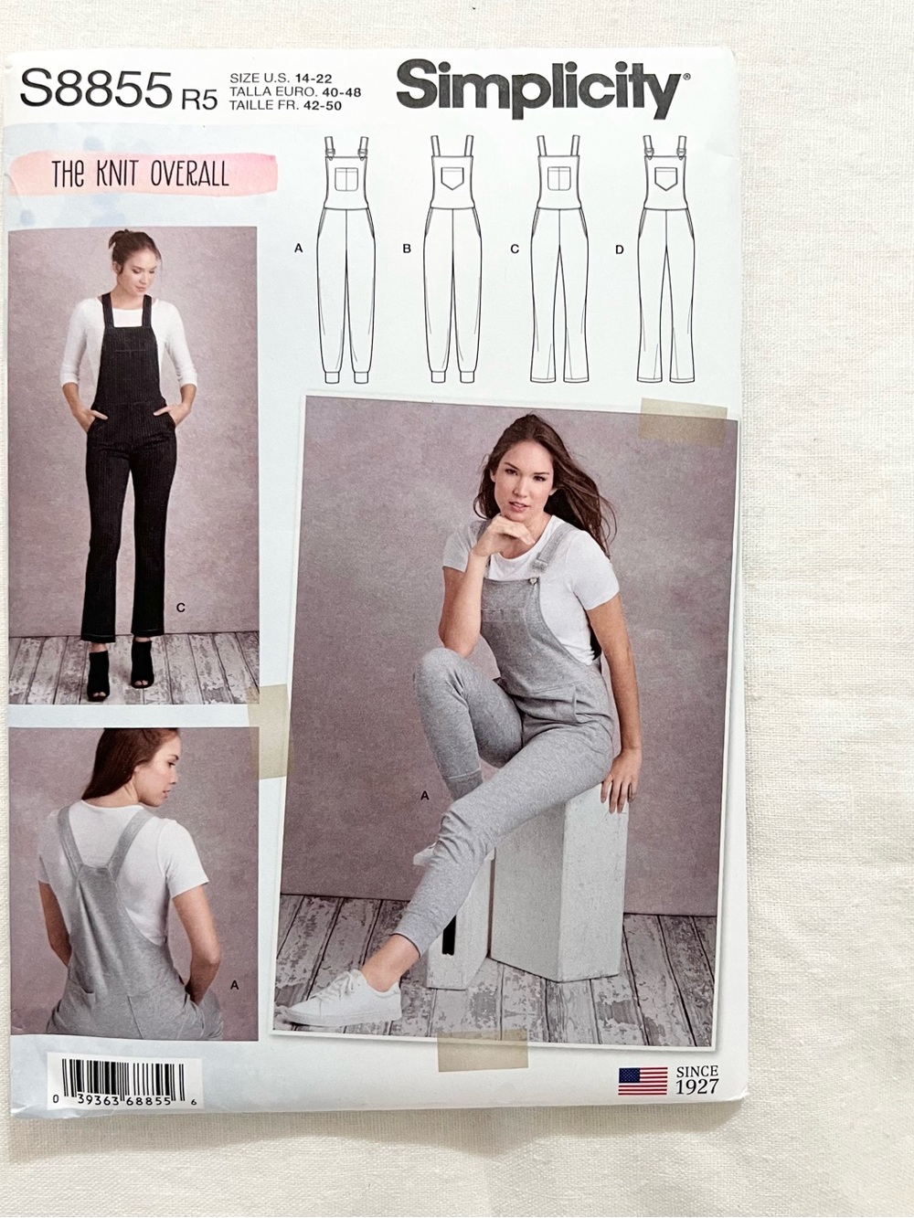Simplicity S8855 Knit Overalls Sewing Pattern Size 14-22 Uncut